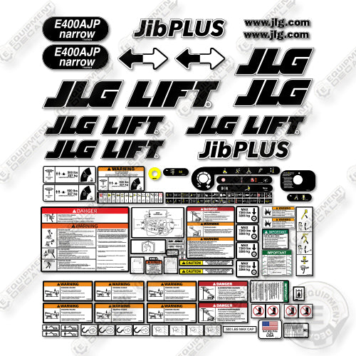 JLG E400AJP Decal Kit Electric Boom Lift (Narrow) - Aftermarket Kit
