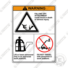 Fits JLG Telehandler Front Warning Decal