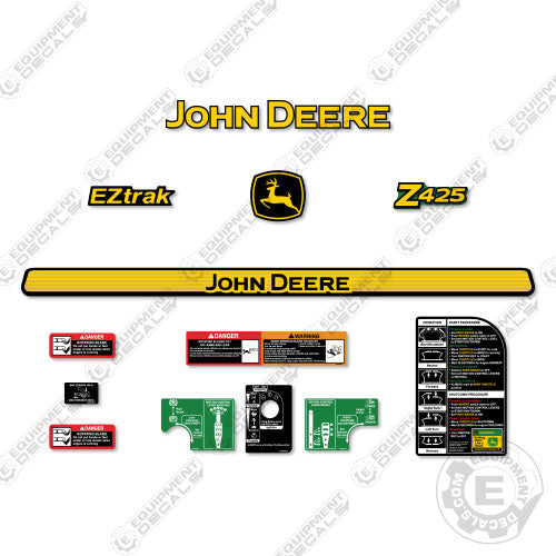 Fits John Deere Z425 Decal Kit Mower – Equipment Decals
