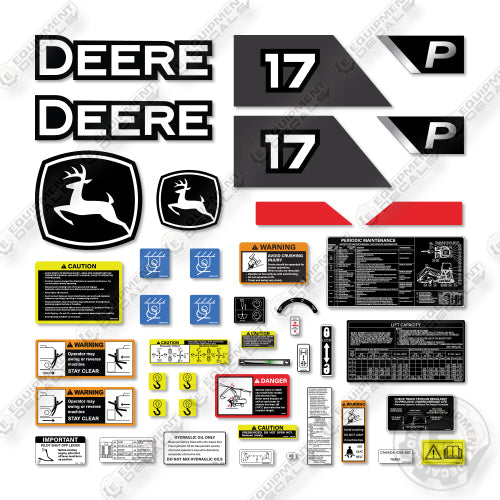 John Deere 17P Decal Kit Mini Excavator - Aftermarket Kit