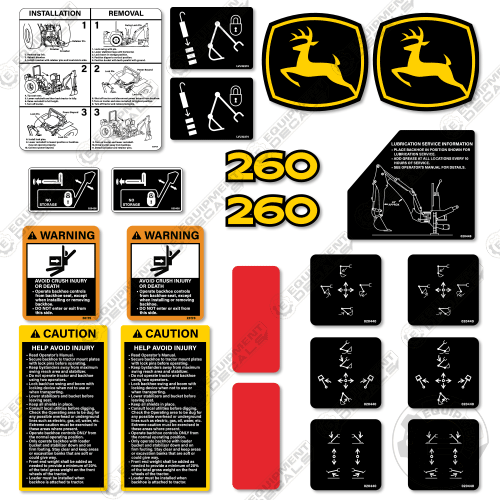 Fits John Deere 260 Decal Kit Backhoe Attachment – Equipment Decals