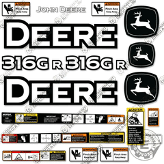 Fits John Deere 316GR Decal Kit Skid Steere - With Safety Stickers