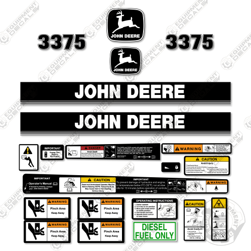Fits John Deere 3375 Decal Kit Skid Steer