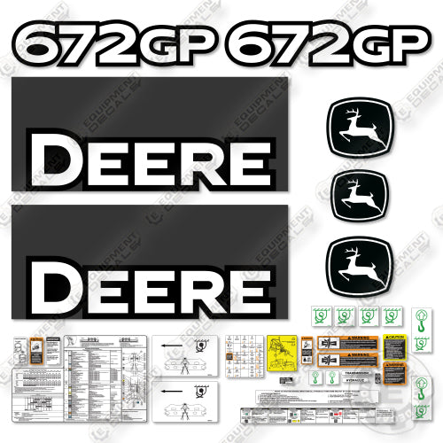 Fits John Deere 672GP 2009-2012 Decal Kit Motor Grader
