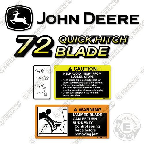 Fits John Deere 72 Quick Hitch Decal Kit Blade