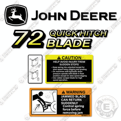 Fits John Deere 72 Quick Hitch Decal Kit Blade