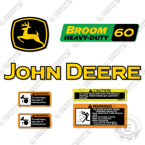 John Deere 60 Broom Decal Kit Rotary Broom Attachment - Aftermarket Kit