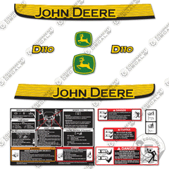 Fits John Deere D110 Decal Kit Mower
