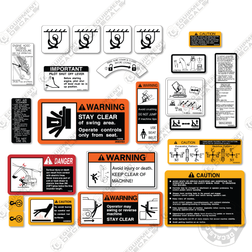 Fits John Deere Warning Decal Kit G-Series Mini Excavator