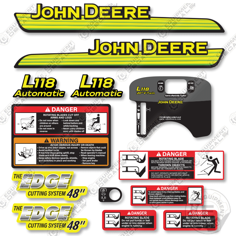 John Deere L118 Decal Kit Riding Mower