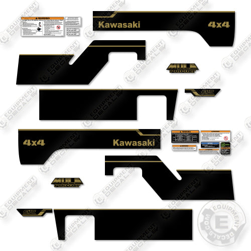 Kawasaki Mule Diesel 4X4 PRO DXT Decal Kit UTV -Metallic Black Gold- Aftermarket Kit