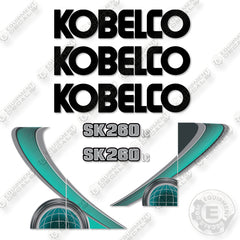 Fits Kobelco SK260LC-10 Decal Kit Excavator - AQUA!
