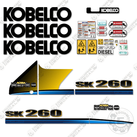 Fits Kobelco SK260 Mark 9 Decal Kit Excavator