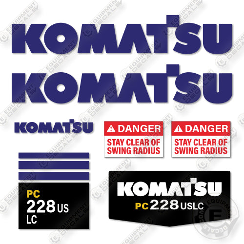 Komatsu PC228USLC-2 Decal Kit Excavator - Aftermarket Kit