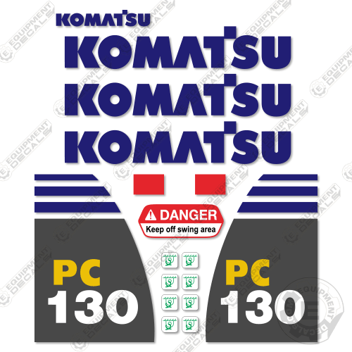 Fits Komatsu PC130-8 Decal Kit Excavator