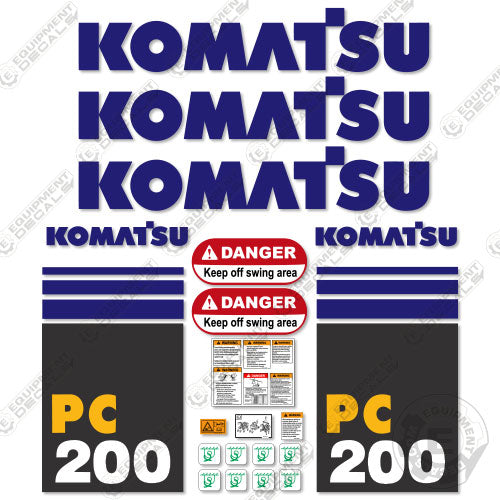 Fits Komatsu PC200-7 Decal Kit Excavator