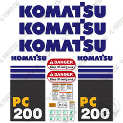 Fits Komatsu PC200-7 Decal Kit Excavator