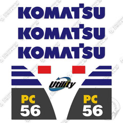 Fits Komatsu PC56-7 Decal Kit Mini Excavator