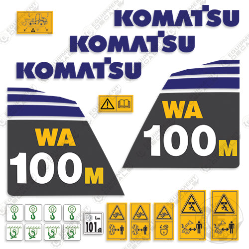 Fits Komatsu WA100m-6 Decal Kit Wheel Loader