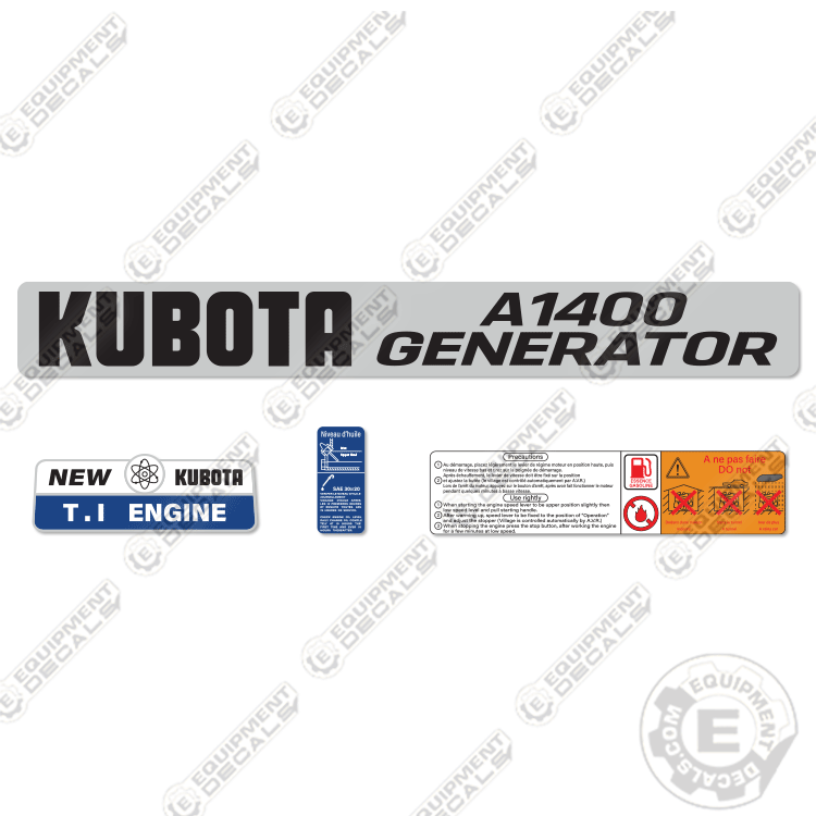 Fits Kubota A1400 Decal Kit Generator