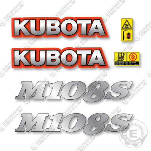 Kubota M108S Decal Kit Tractor - Aftermarket Kit