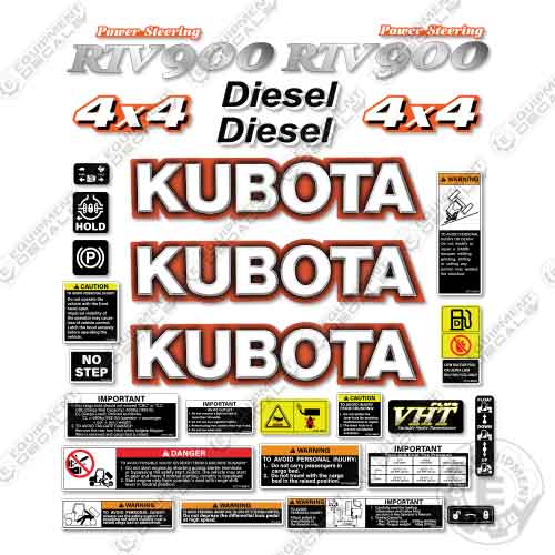 Fits Kubota RTV-900 Utility Vehicle Decal Kit