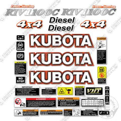 Fits Kubota RTV1100C Utility Vehicle Decal Kit
