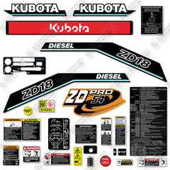 Fits Kubota ZD18 Decal Kit Mower