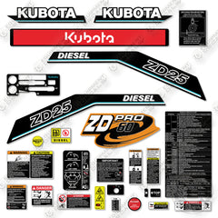 Fits Kubota ZD25 Decal Kit Mower