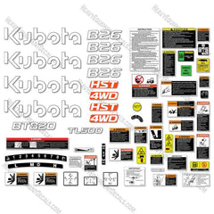 Fits Kubota B26 Decal Kit Backhoe - New Style