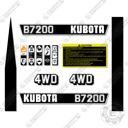 B7200 Sticker Set Fits Kubota B7200 Decal Kit Tractor – Equipment Decals