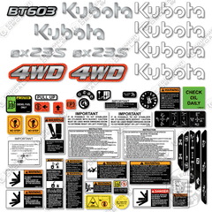 Fits Kubota BX23S Decal Kit Tractor - NEW STYLE!