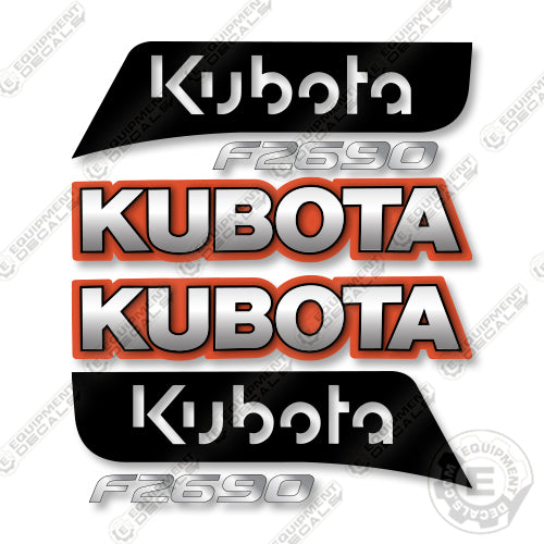 Kubota F2690 Closed Cab Decal Kit Lawn Mower - Old Style - Aftermarket Kit