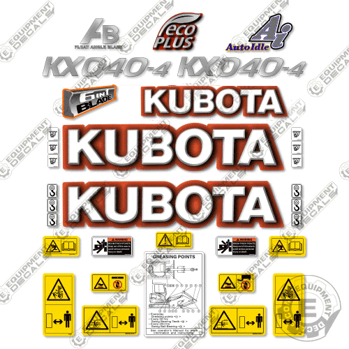 Fits Kubota KX040-4 Decal Kit Mini Excavator