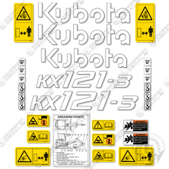 Fits Kubota KX121-3 Decal Kit Mini Excavator - CUSTOM NEW STYLE!