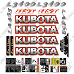 Fits Kubota L3400 + LA463 Decal Kit Tractor