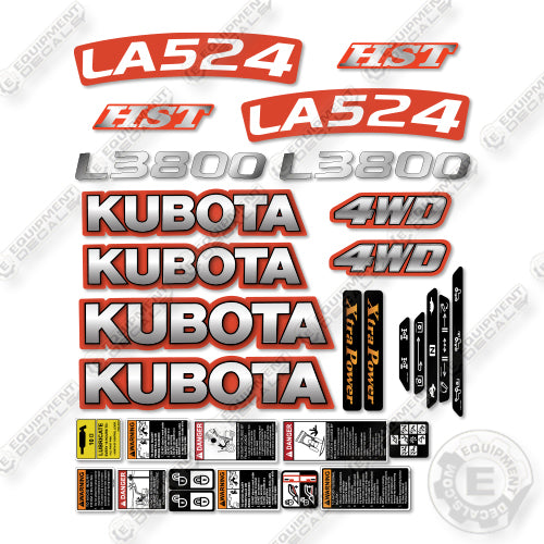 Kubota L3800+LA524 Decal Kit Tractor - Aftermarket Kit