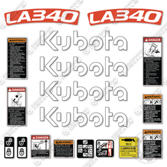 Fits Kubota LA340 Decal Kit Tractor Front End Loader - New Style!