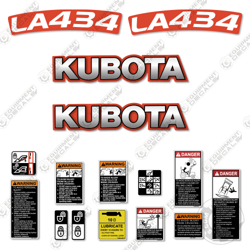Fits Kubota LA434 Decal Kit Tractor Front End Loader Attachment