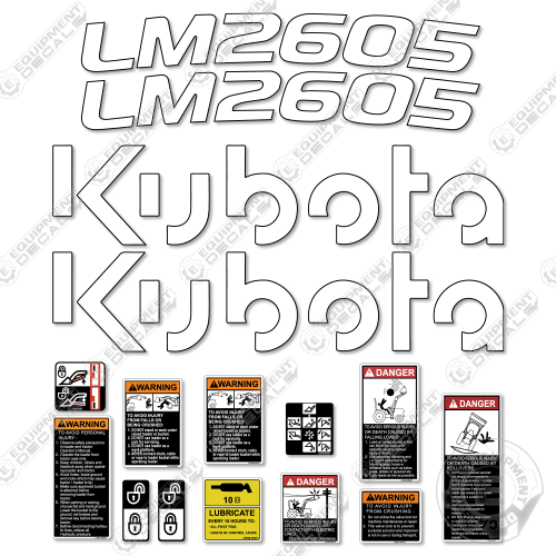 Fits Kubota LM2605 Decal Kit Front End Loader Attachment - New Style!