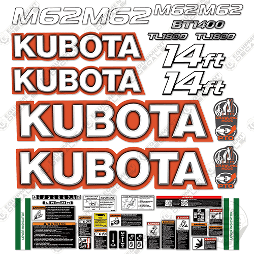 Fits Kubota M62 Decal Kit Tractor Backhoe