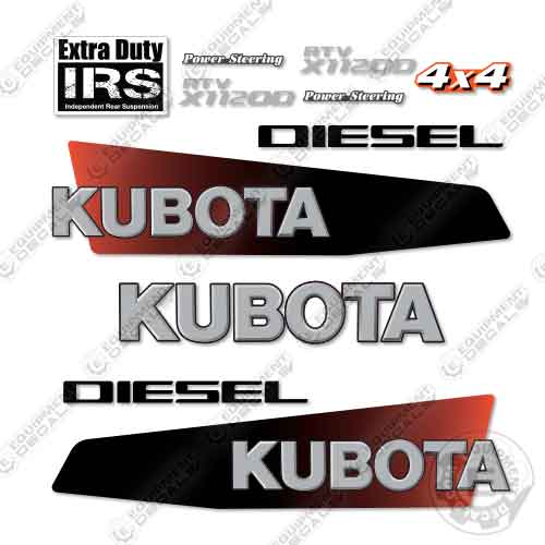 Fits Kubota RTV X1120D Utility Vehicle Decal Kit