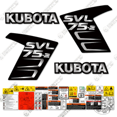 Fits Kubota SVL 75-2 Skid Steer Decal Kit - CUSTOM BLACK