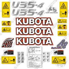 Fits Kubota U35-4 Decal Kit Mini Excavator
