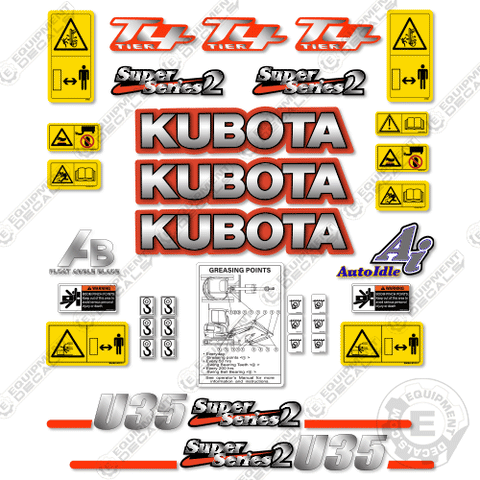 Fits Kubota U35 Series 2 Decal Kit Mini Excavator