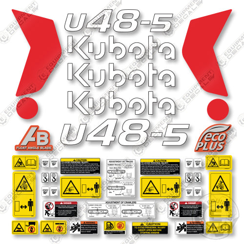 Kubota U48-5 Decal Kit Excavator -  Aftermarket Kit