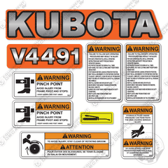 Fits Kubota V4491 Decal Kit Broom