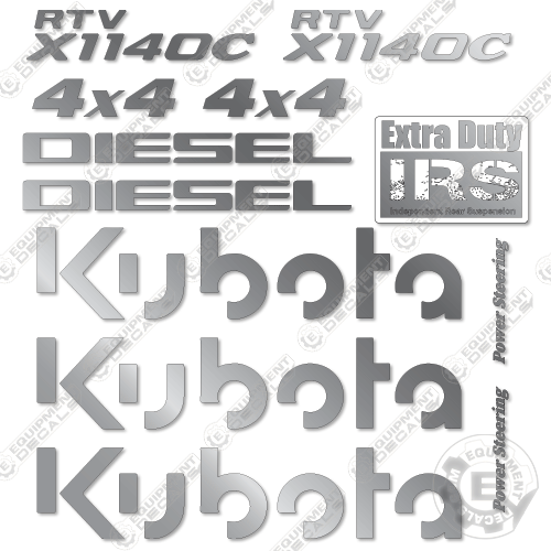 Fits Kubota RTVX1140C Utility Vehicle Decal Kit - CUSTOM SILVER!
