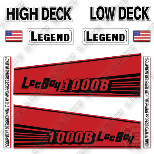 Fits LeeBoy 1000B Decal Kit Paver -RED!