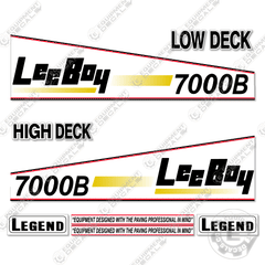 Fits LeeBoy 7000B Asphalt Paver Decal Kit